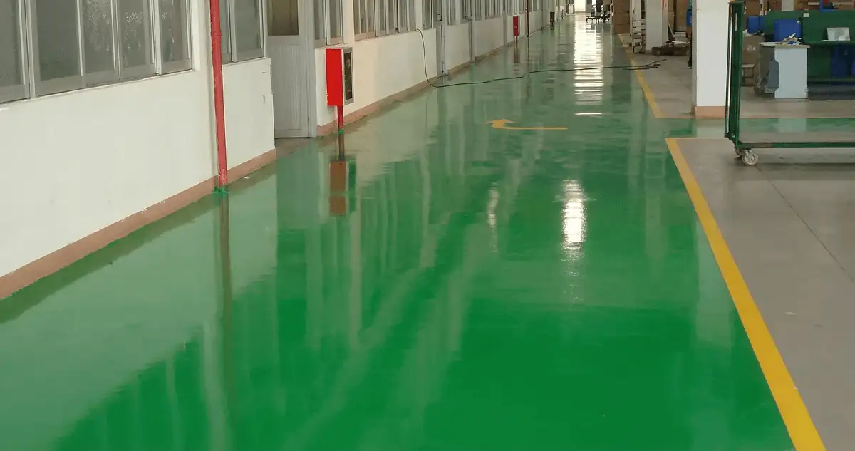 A factory floor professionally covered and marked with epoxy flooring in Santa Ana, CA