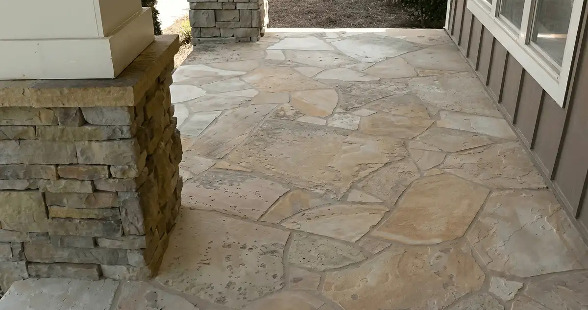 House entrance with professionally installed stone flooring in Santa Ana CA